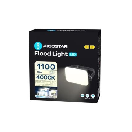 Aigostar - LED prožektorius LED/10W/230V 4000K IP65 juoda