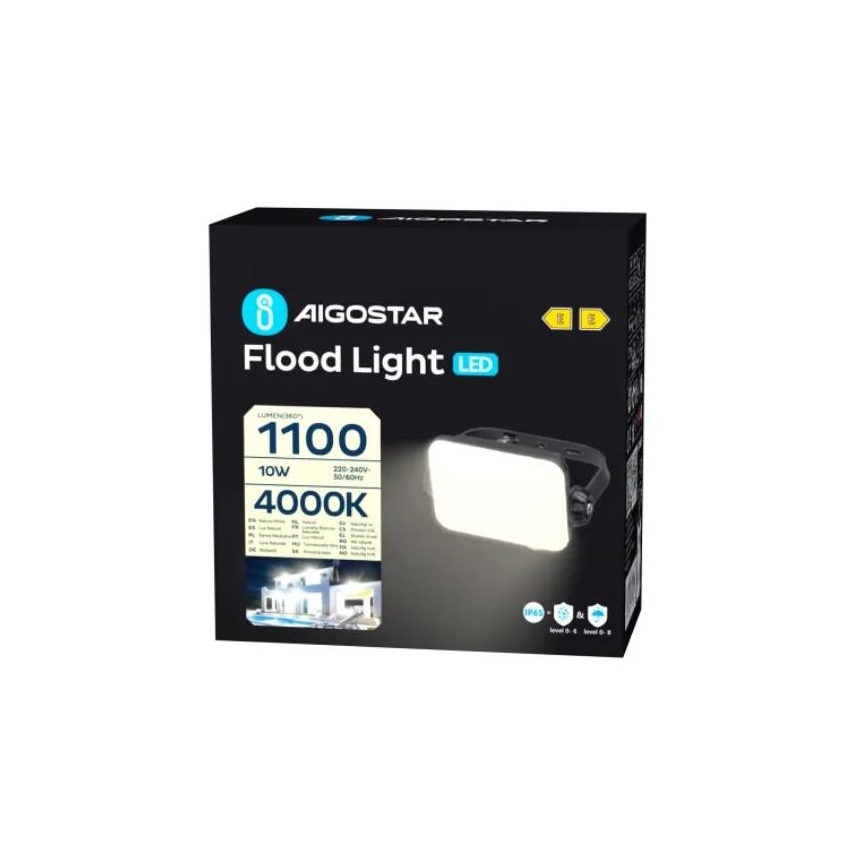 Aigostar - LED prožektorius LED/10W/230V 4000K IP65 juoda