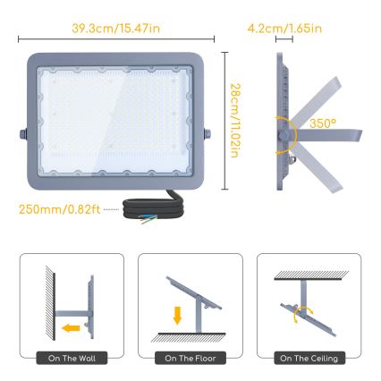 Aigostar - LED prožektorius LED/200W/230V pilka 6500K IP65