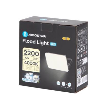 Aigostar - LED prožektorius LED/20W/230V 4000K IP65 juoda