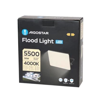 Aigostar - LED prožektorius LED/50W/230V 4000K IP65 juoda