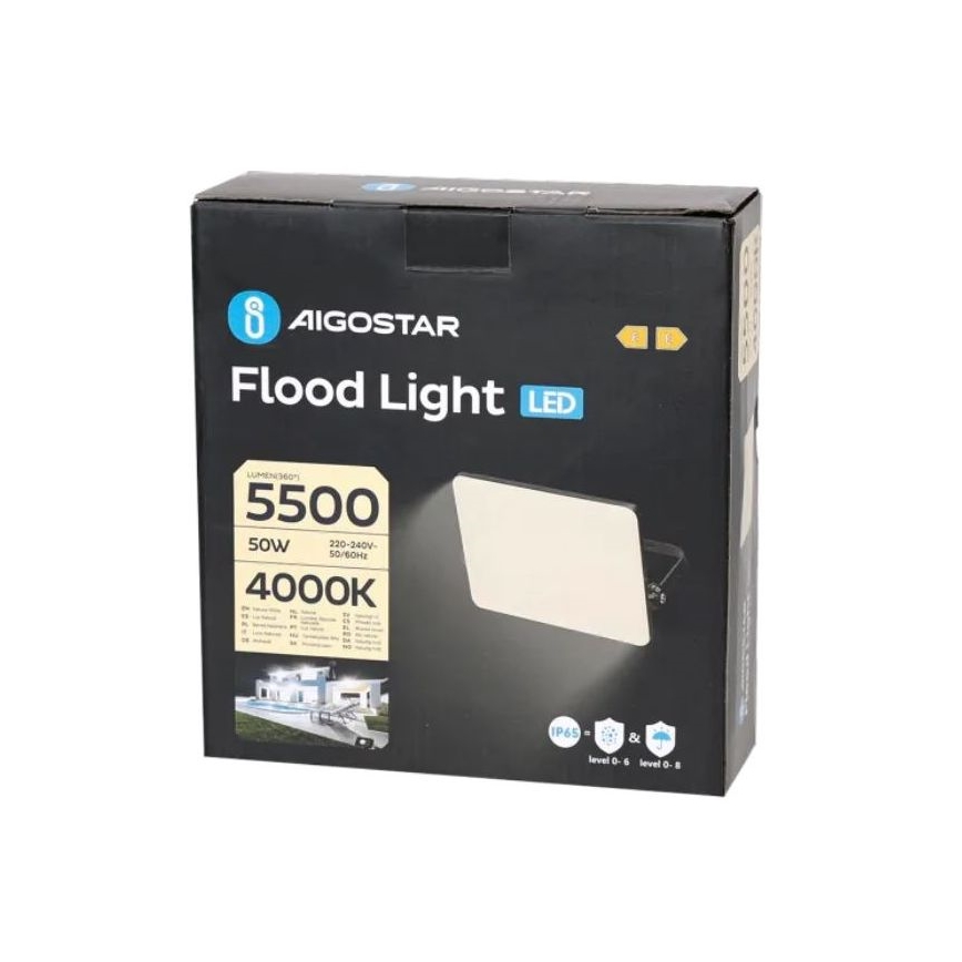 Aigostar - LED prožektorius LED/50W/230V 4000K IP65 juoda