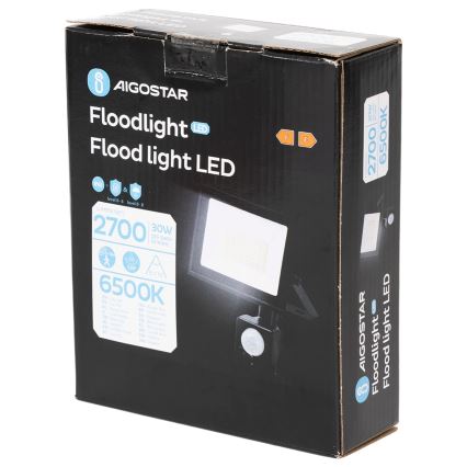 Aigostar - LED prožektorius su judesio jutikliu LED/30W/230V 6500K IP65