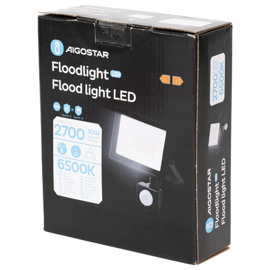 Aigostar - LED prožektorius su judesio jutikliu LED/30W/230V 6500K IP65