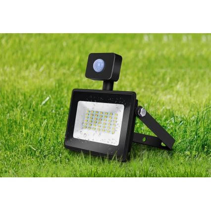 Aigostar - LED Prožektorius su jutikliu LED/50W/230V 4000K IP65 juodas