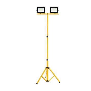 Aigostar - LED prožektorius su stovu 2xLED/30W/230V 6500K IP65 oranžinė/juoda