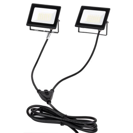 Aigostar - LED prožektorius su stovu 2xLED/30W/230V 6500K IP65 oranžinė/juoda
