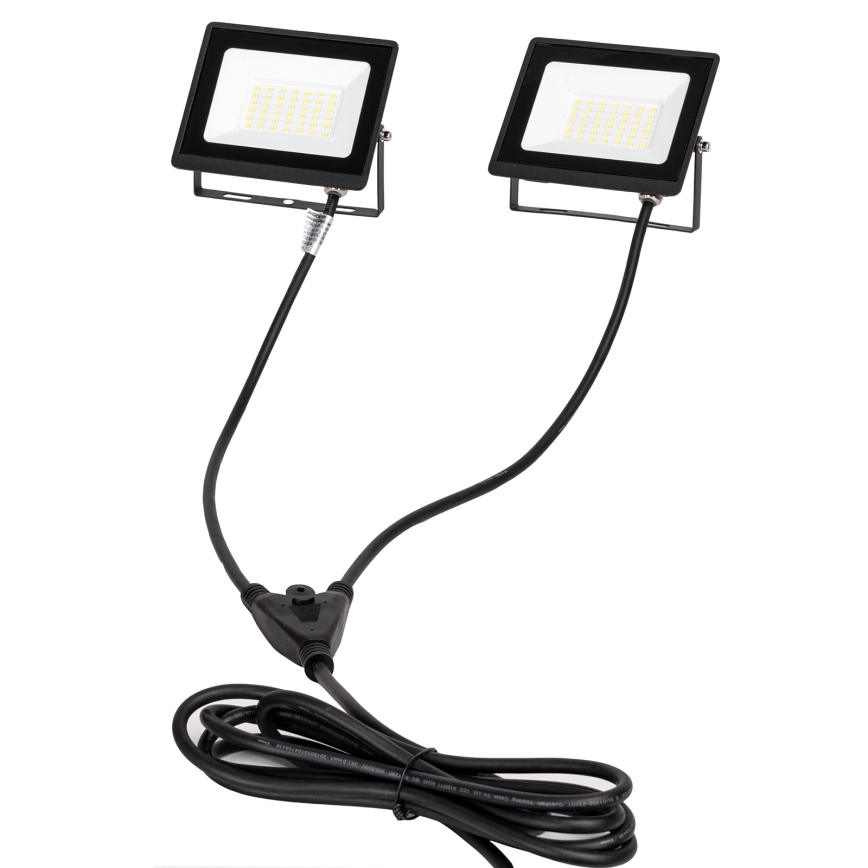 Aigostar - LED prožektorius su stovu 2xLED/30W/230V 6500K IP65 oranžinė/juoda