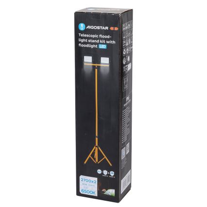 Aigostar - LED prožektorius su stovu 2xLED/30W/230V 6500K IP65 oranžinė/juoda