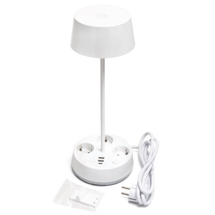 Aigostar - LED Reguliuojama stalo lemputė su lizdais ir USB LED/4,6W/230V 3000/4000/6500K balta