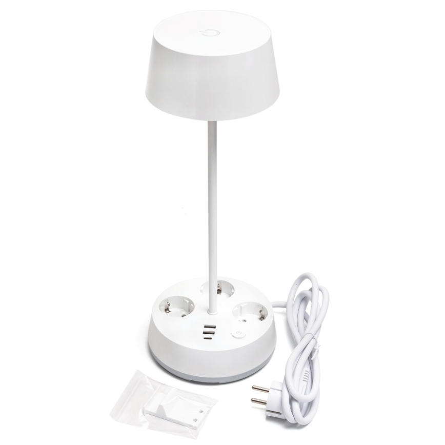 Aigostar - LED Reguliuojama stalo lemputė su lizdais ir USB LED/4,6W/230V 3000/4000/6500K balta