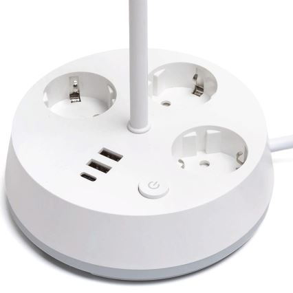 Aigostar - LED Reguliuojama stalo lemputė su lizdais ir USB LED/4,6W/230V 3000/4000/6500K balta
