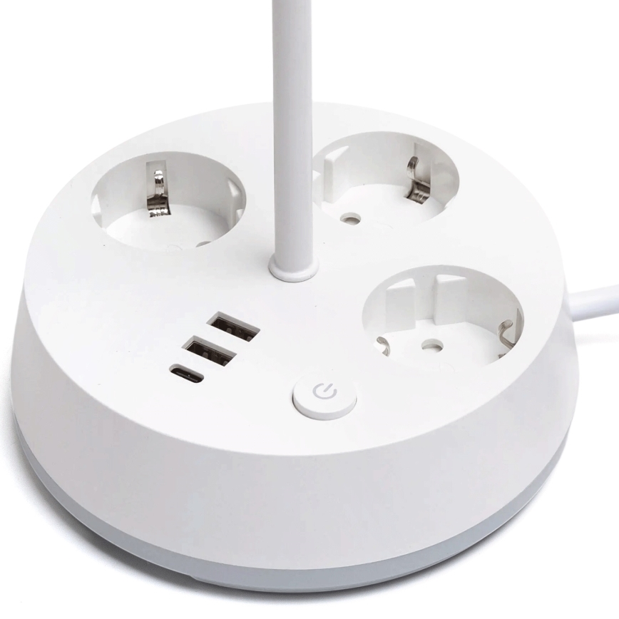Aigostar - LED Reguliuojama stalo lemputė su lizdais ir USB LED/4,6W/230V 3000/4000/6500K balta