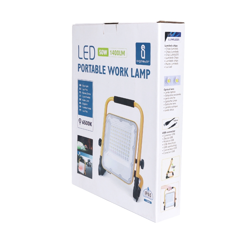 Aigostar - LED reguliuojamas įkraunamas prožektorius LED/50W/5V 6500K IP65