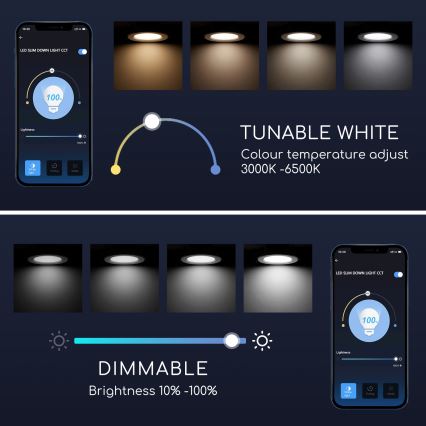 Aigostar - LED Reguliuojamas įmontuojamas šviestuvas LED/6W/230V d. 11,5 Wi-Fi