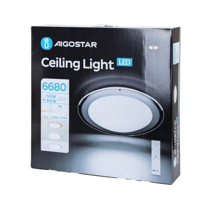 Aigostar - LED Reguliuojamas lubinis šviestuvas LED/60W/230V 2700-6500K 52,7 cm chromas + nuotolinio valdymo pultas