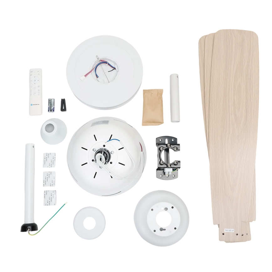 Aigostar - LED Reguliuojamas lubinis ventiliatorius LED/20W/230V 2700-6500K 132cm balta/smėlio spalva + nuotolinio valdymo pultas