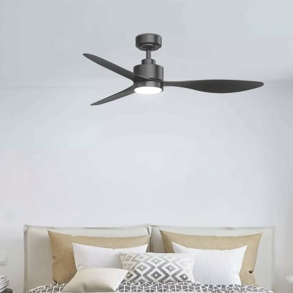 Aigostar - LED Reguliuojamas lubinis ventiliatorius LED/20W/230V 2700-6500K 132cm juoda + nuotolinio valdymo pultas
