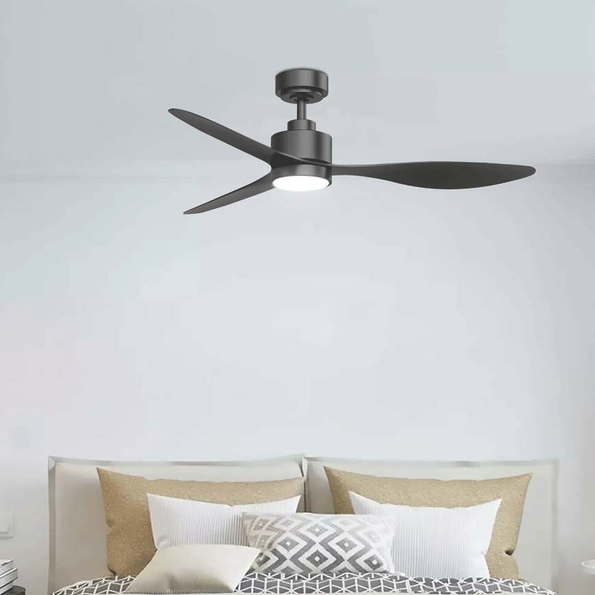 Aigostar - LED Reguliuojamas lubinis ventiliatorius LED/20W/230V 2700-6500K 132cm juoda + nuotolinio valdymo pultas