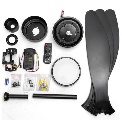 Aigostar - LED Reguliuojamas lubinis ventiliatorius LED/20W/230V 2700-6500K 132cm juoda + nuotolinio valdymo pultas