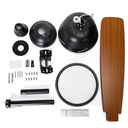 Aigostar - LED Reguliuojamas lubinis ventiliatorius LED/20W/230V 2700-6500K 132cm smėlio spalva + nuotolinio valdymo pultas