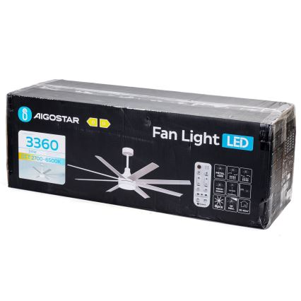 Aigostar - LED Reguliuojamas lubinis ventiliatorius LED/24W/230V 2700-6500K diametras 165 cm + nuotolinio valdymo pultas balta