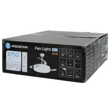 Aigostar - LED Reguliuojamas lubinis ventiliatorius LED/36W/230V 2700-6500K diametras 107 cm + nuotolinio valdymo pultas balta