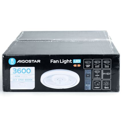 Aigostar - LED Reguliuojamas lubinis ventiliatorius LED/40W/230V 2700/4000/6500K diametras 50 cm + nuotolinio valdymo pultas balta