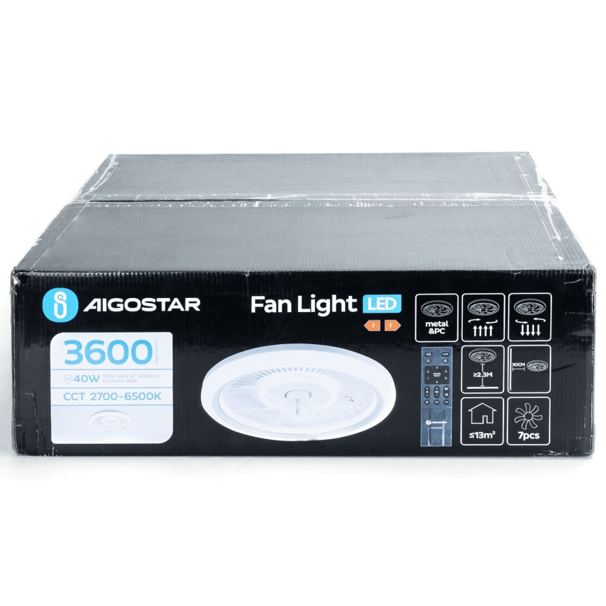 Aigostar - LED Reguliuojamas lubinis ventiliatorius LED/40W/230V 2700/4000/6500K diametras 50 cm + nuotolinio valdymo pultas balta