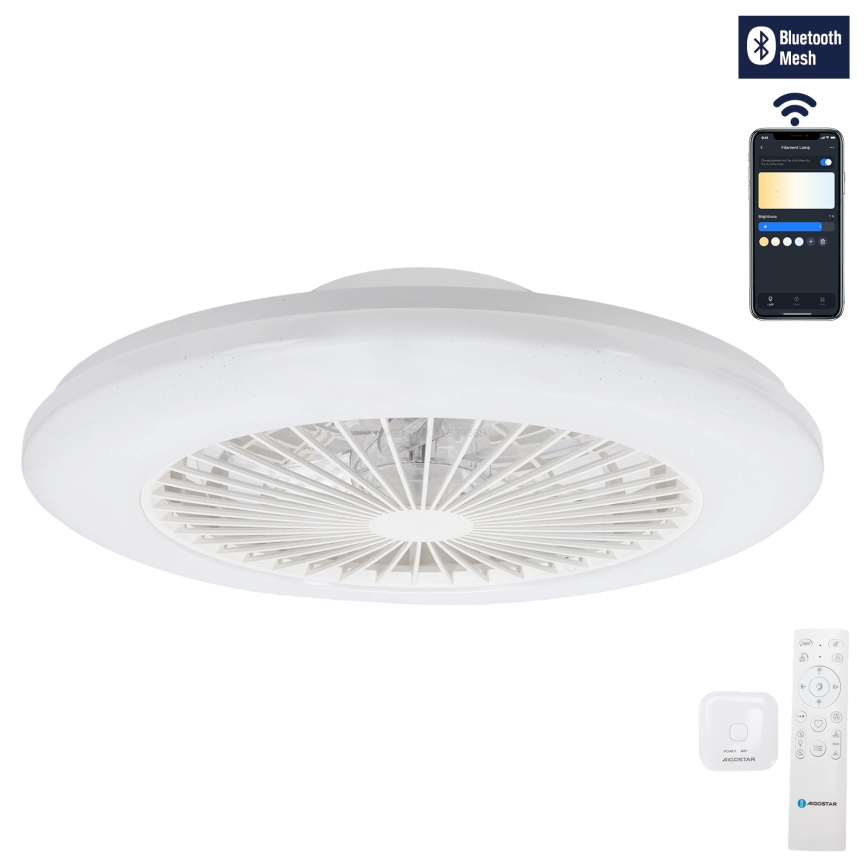 Aigostar - LED Pritemdomas lubinis šviestuvas su ventiliatoriumi LED/40W/230V 2700-6500K diametras 48,5 cm balta + nuotolinio valdymo pultas