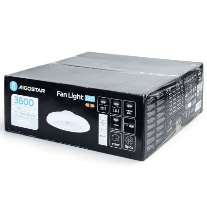 Aigostar - LED Reguliuojamas lubinis ventiliatorius LED/40W/230V 2700-6500K diametras 48 cm + nuotolinio valdymo pultas balta