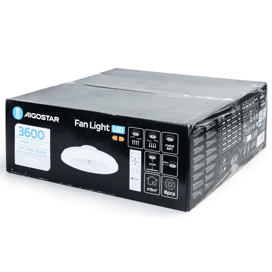 Aigostar - LED Reguliuojamas lubinis ventiliatorius LED/40W/230V 2700-6500K diametras 48 cm + nuotolinio valdymo pultas balta