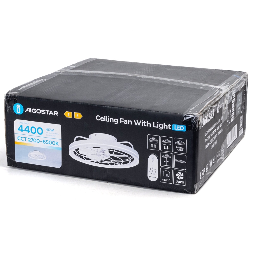 Aigostar - LED Reguliuojamas lubinis ventiliatorius LED/40W/230V 2700-6500K diametras 48 cm + nuotolinio valdymo pultas balta