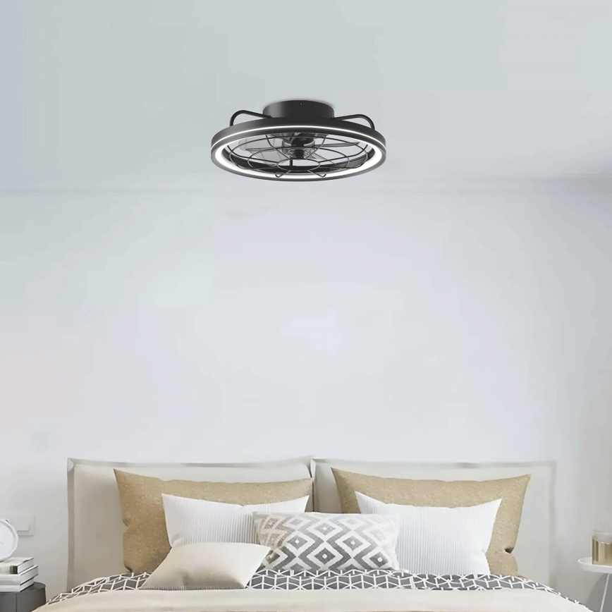 Aigostar - LED Reguliuojamas lubinis ventiliatorius LED/40W/230V 2700-6500K diametras 48 cm + nuotolinio valdymo pultas juoda