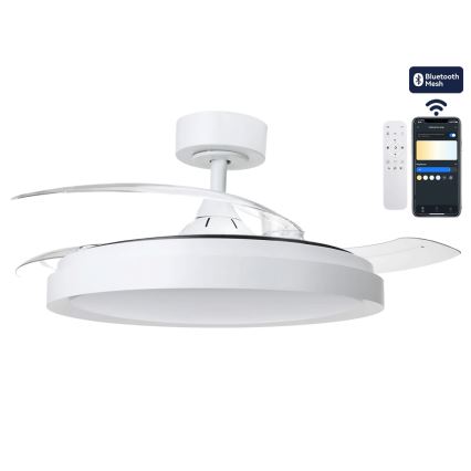 Aigostar - lubinis ventiliatorius su reguliuojamu LED apšvietimu LED/50W/230V 2700-6500K skers. 106cm balta + nuotolinis valdymas