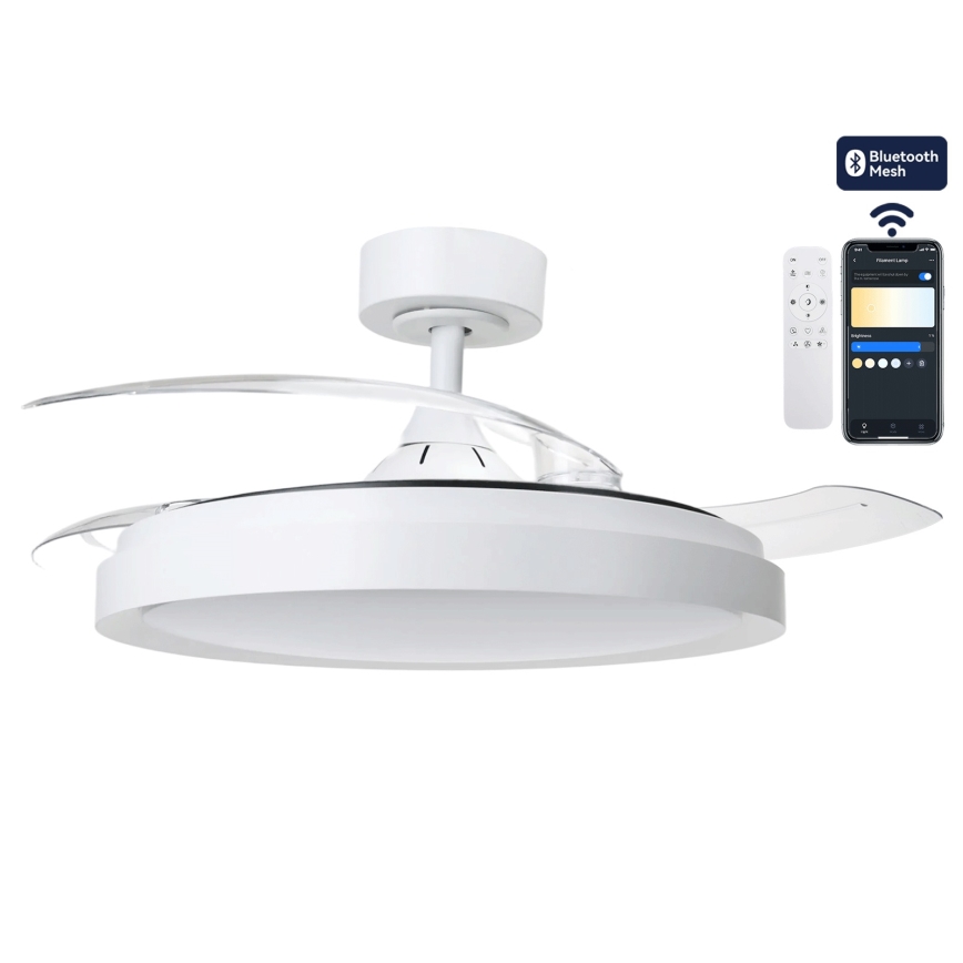 Aigostar - lubinis ventiliatorius su reguliuojamu LED apšvietimu LED/50W/230V 2700-6500K skers. 106cm balta + nuotolinis valdymas