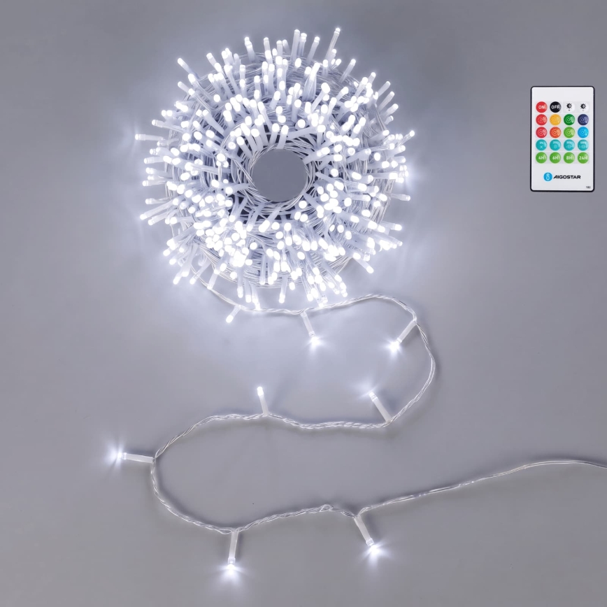 Aigostar - LED reguliuojama lauko kalėdinė girlianda su judesio jutikliu 100xLED/3xAA 12m šaltai balta + nuotolinis valdymas