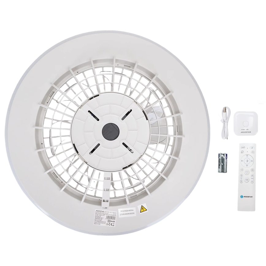 Aigostar - LED RGB Pritemdomas lubinis šviestuvas su ventiliatoriumi MESH LED/40W/230V 2700-6500K balta + nuotolinio valdymo pultas
