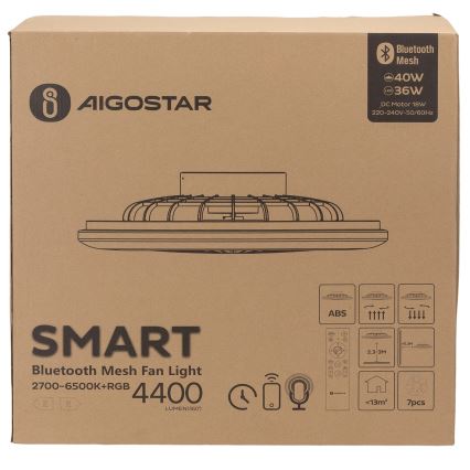 Aigostar - LED RGB Pritemdomas lubinis šviestuvas su ventiliatoriumi MESH LED/40W/230V 2700-6500K balta + nuotolinio valdymo pultas