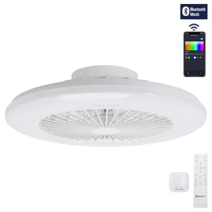 Aigostar - LED RGBW Pritemdomas lubinis šviestuvas su ventiliatoriumi LED/40W/230V 2700-6500K diametras 48,5 cm balta + nuotolinio valdymo pultas
