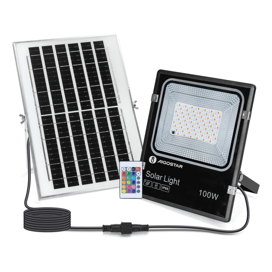 Aigostar - LED RGB Pritemdomas saulės prožektorius LED/100W/3,2V IP66 + nuotolinio valdymo pultas
