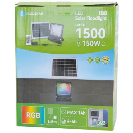 Aigostar - LED RGB Pritemdomas saulės prožektorius LED/150W/3,2V IP66 + nuotolinio valdymo pultas