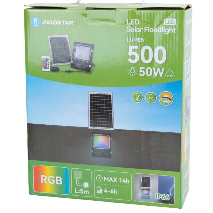 Aigostar - LED RGB Pritemdomas saulės prožektorius LED/50W/3,2V IP66 + nuotolinio valdymo pultas