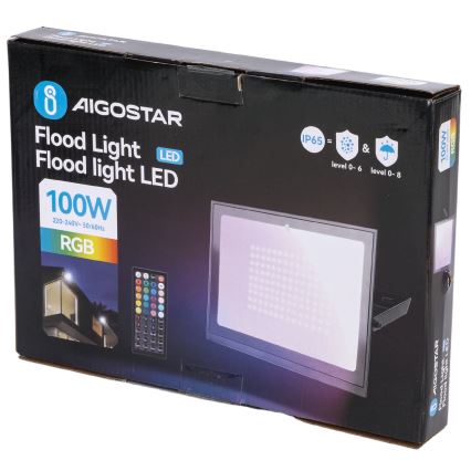 Aigostar - RGB LED prožektorius LED/100W/230V IP65 su nuotoliniu valdymu