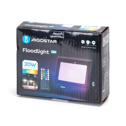 Aigostar - LED RGB prožektorius LED/20W/230V IP65 + nuotolinio valdymo pultas