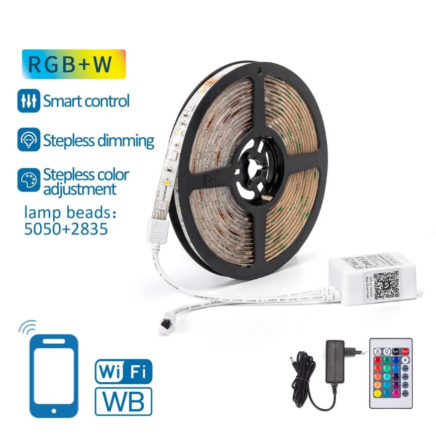 Aigostar - LED RGB reguliuojama juosta 6,5 m LED/16,5W/12/230V 3000K Wi-Fi