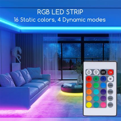 Aigostar - LED RGB Reguliuojama juostelė 5m LED/24W/12/230V IP65 + VP