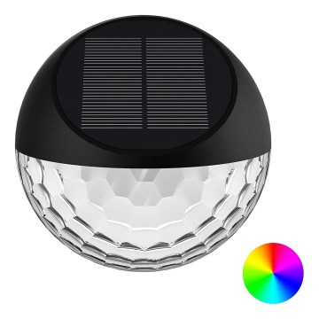 Aigostar - LED RGB Saulės energija įkraunamas sieninis šviestuvas LED/2W/1,2V juoda IP44