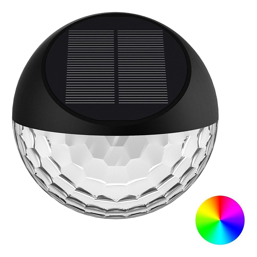 Aigostar - LED RGB Saulės energija įkraunamas sieninis šviestuvas LED/2W/1,2V juoda IP44