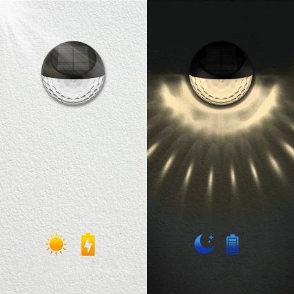 Aigostar - LED RGB Saulės energija įkraunamas sieninis šviestuvas LED/2W/1,2V juoda IP44